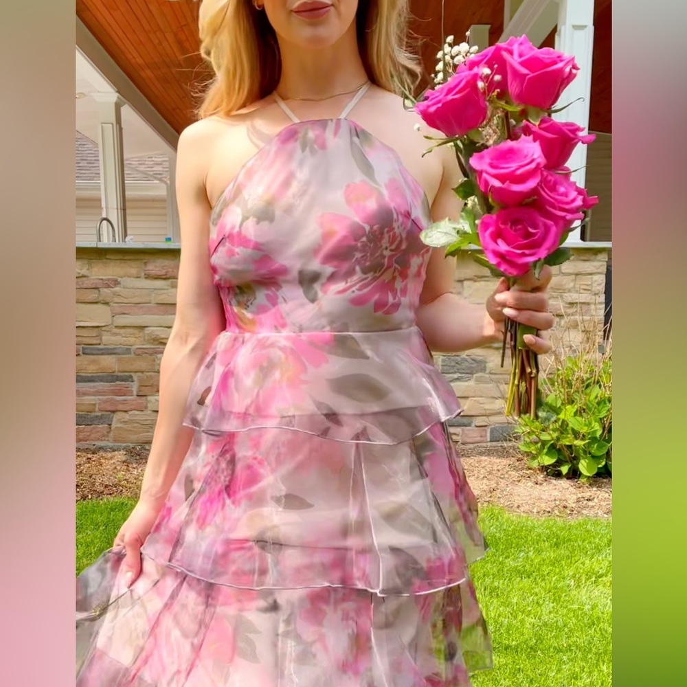 Tiered Organza Floral Gown